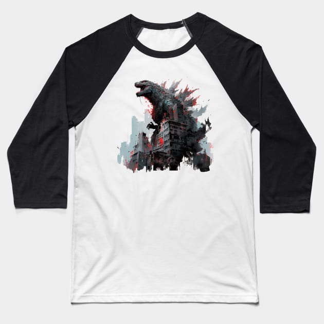 godzilla Baseball T-Shirt by skatermoment